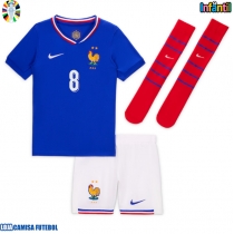 Camisa de Futebol França Aurelien Tchouameni #8 Equipamento Principal Infantil Europeu 2024 Manga Curta (+ Calças curtas)